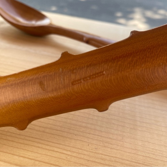 Vtg solid wood artisan serving utensils made in France - Picture 2 of 2
